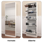 Sapateira com Espelho de Corpo Inteiro e 5 Gavetas Basculantes - SLEEKFLIP™